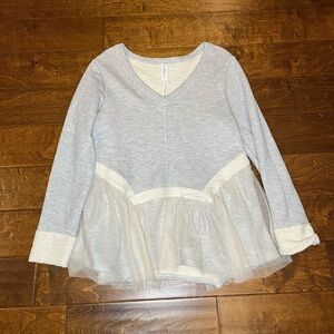 Anthropologie Amadi Nutcracker French Terry Sweatshirt V Neck Sweater Gray M